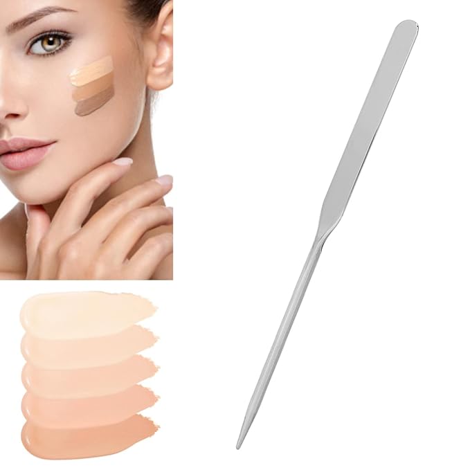 Stainless Steel Makeup Spatula, Liquid Foundation Spatula Stainless Steel Ergonomic Nail Art Stirring Tool Makeup Artist Makeup Tool-Velvo Beauty