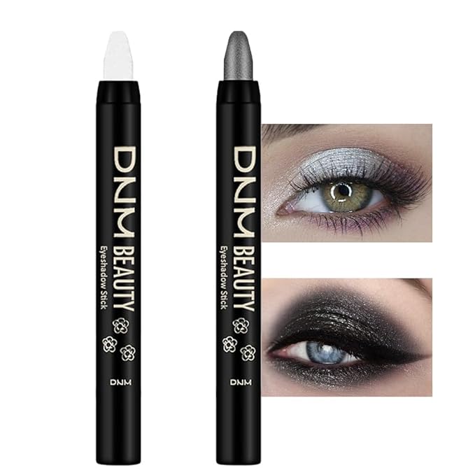 evpct 2Pcs Cream Eyeshadow Sticks Set for Eyes Pearl White & Pearl Black Shimmer Eye Crayon Shadow Brightener Stick Pencil Pen Bulk sombras en crema para ojos 01+03-Velvo Beauty
