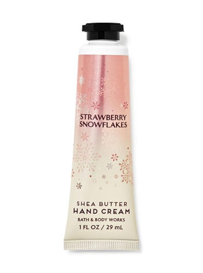 Bath & Body Works Strawberry Snowflakes Shea Butter Travel Size Hand Cream 1oz (Strawberry Snowflakes), 1-Velvo Beauty