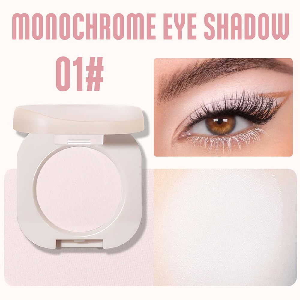 Single White Matte Eyeshadow,Bright Intense Monochrome Eye Shadow,Apply Makeup Easily,Matte Pressed Powder Single Eyeshadow,24 Hour Eye Makeup Longwear Waterproof-Velvo Beauty