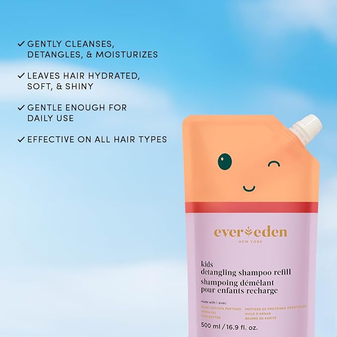 Evereden Kids Shampoo Refill, 16.9 fl oz | Detangling, Clean, Non-Toxic Ingredients | Gentle Kids Haircare-Velvo Beauty