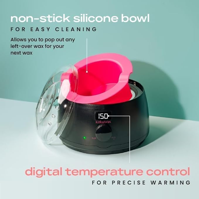 KoluaWax Premium Waxing Kit for Women - Hot Melt Wax Warmer for Hair Removal, Eyebrow, Bikini, Legs, Face, Brazilian Wax & More - Machine + 4-Pack Hard Wax Beads + Accessories, Black-Velvo Beauty