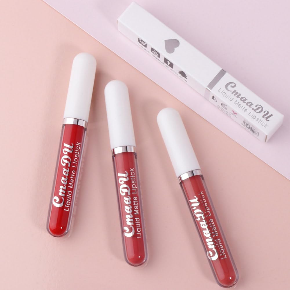 evpct 1Pcs Dark Red Liquid Matte Lipstick Lipgloss Set for Women, labiales mate 24 horas originales matte larga duracion 24 Hour Lipstick Lip Stains Long Lasting Waterproof 24, 16#-Velvo Beauty