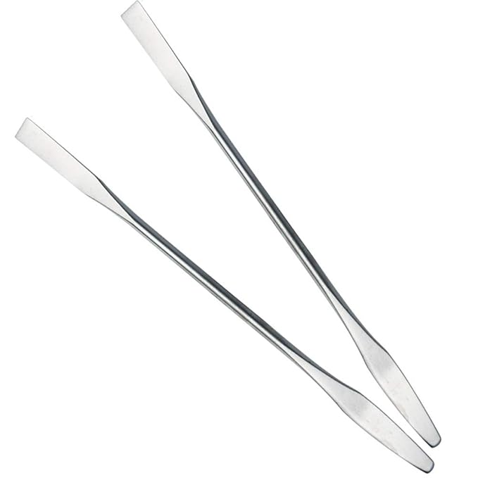 2Pcs Stainless Steel Cosmetic Mixing Makeup Spatula Nail Art Palette Stick Stirring Rod Mixer Artist Tool for Beauty Salon Color Cream Mixing Professional and Personal Use, Silver-Velvo Beauty
