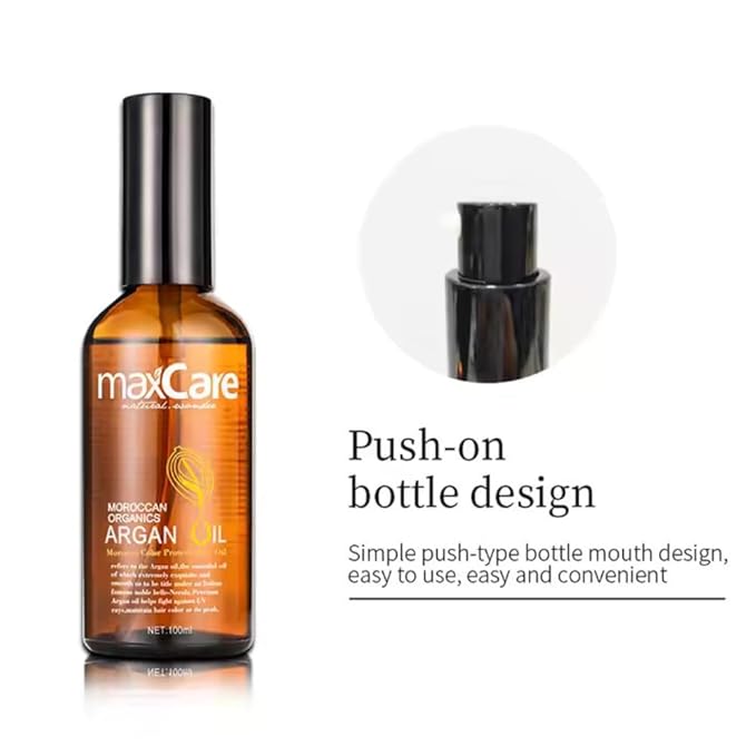 MaxCare Moroccan Argan Oil Hair Serum – Color Protect & Nourishing Treatment for Frizz Control, Shine & Heat Protection, 100ml – Lightweight, Non-Greasy, Sulfate-Free-Velvo Beauty