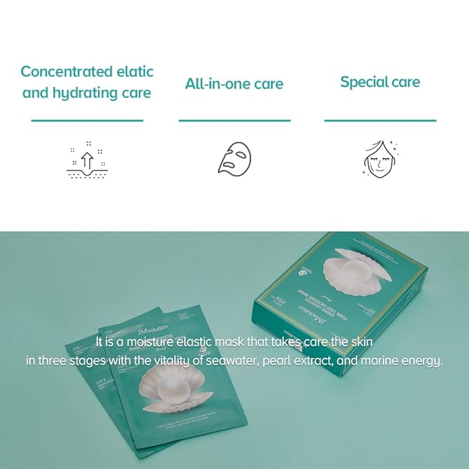 JMsolution Marine Luminous Pearl Deep Moisture 3 Step Skin Care Face Mask - Korean Skincare Facial Mask - boosting Brightening Moisturizing-10 Sheets for Dry Skin-Velvo Beauty