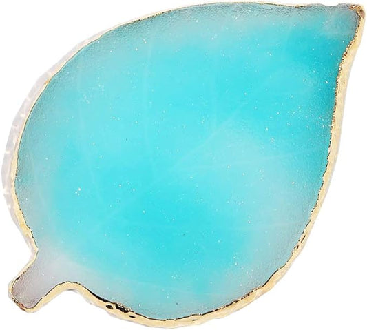 1 Pcs Leaf Resin Nail Art Palette Painting Makeup Palette Tray Cosmetic Nail Gel Polish Colors Mixing Pallet Blue-Velvo Beauty
