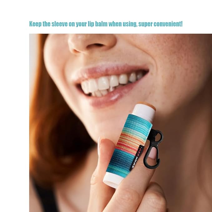 3PCS Lip Balm Holder Sleeves Chapstick Holder Keychain Lip Gloss Holder Keychain Elastic Sleeves (Boho Pattern)-Velvo Beauty