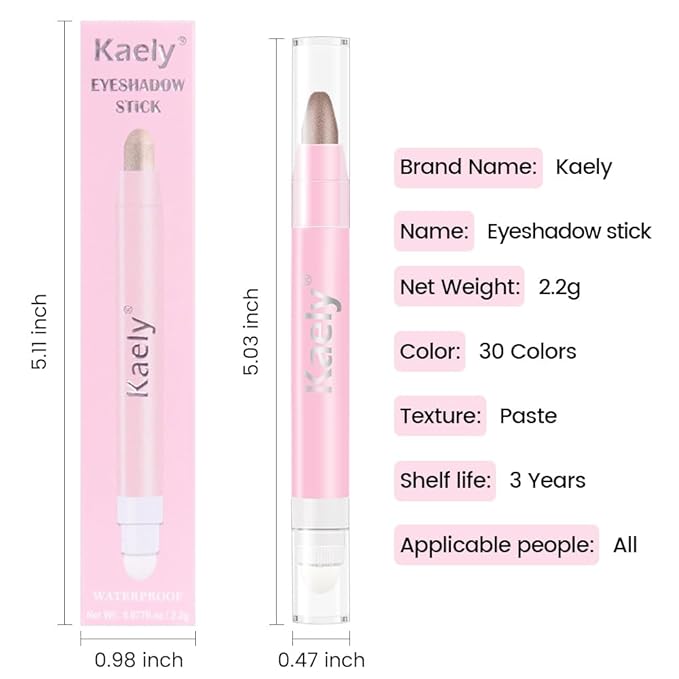 Kaely 2in1 Cream Eye Shadow Brightener Sticks for Eyes, Pencil Eyeshadow Applicator Stick Waterproof Pigmented, Eye Shadow Palette Highlighter Makeup, sombras para ojos, 19 Taupe Shimmer-Velvo Beauty