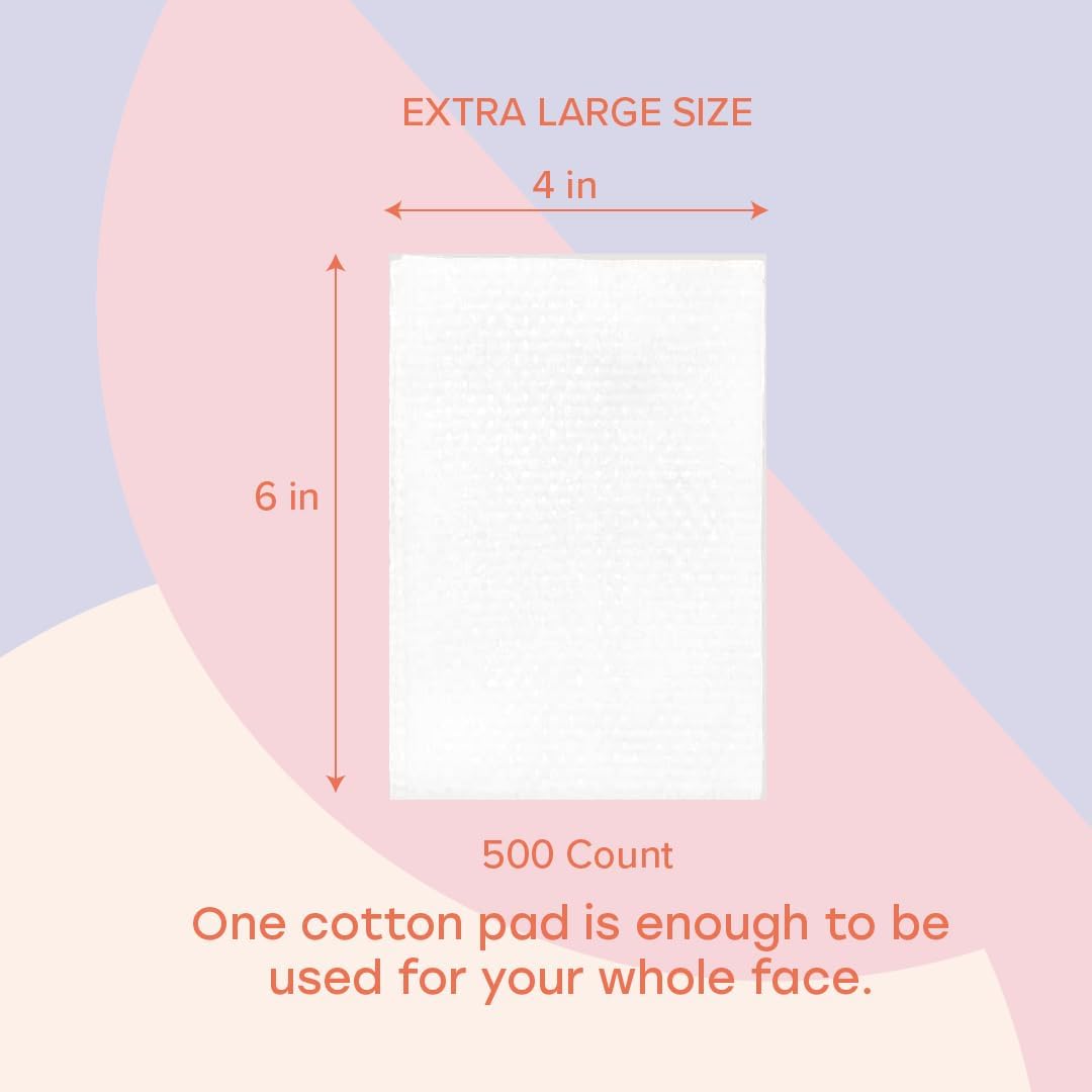 White Rabbit - Naked Cotton Classic - Premium Facial Cotton Pads - for Makeup Remover, Toner, Mask - 100% Cotton, Unbleached, Lint-Free - Extra Soft & Durable - Natural & Cruelty-Free - 500 Count-Velvo Beauty