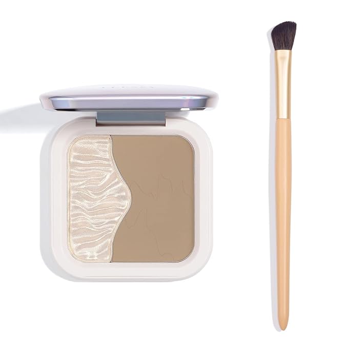 ELLESY Highlighter Makeup Palette Face Sculpting Highlighter Contouring Palette Lightweight Makeup Kit Silky Texture Contour Powder Palette with brush-C01-Velvo Beauty