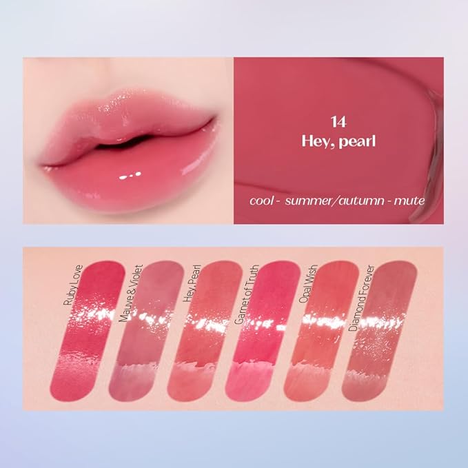 ETUDE Over Glowy Lip Stain Tint #14 Hey Pearl | Non-Sticky Vegan Lip Tint | Moisturized & Long-lasting Lip Gloss | Daily Tint for Dry Lips, Korean Makeup-Velvo Beauty