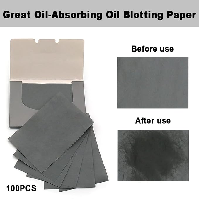103 PCS Volcanic Roller Oily Skin Oil Control On The Go Volcanic Face Roller Oil Absorbing Volcanic Roller with Oil Blotting Sheet Paper for Oily Skin Care Oil Control Film Tissues (Type2)-Velvo Beauty