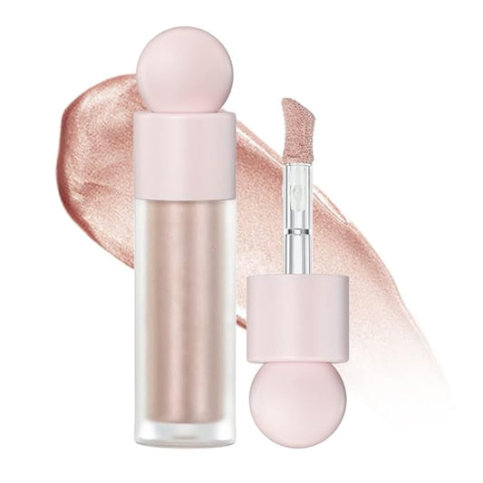 Liquid Highlighter Natural Glow For Face & Body, Waterproof Moisturizing Light Liquid Luminizer For Long Lasting Shimmer, Contour Highlighter Stick Easy to Apply with Cushion Applicator (#3 Rose gold)-Velvo Beauty