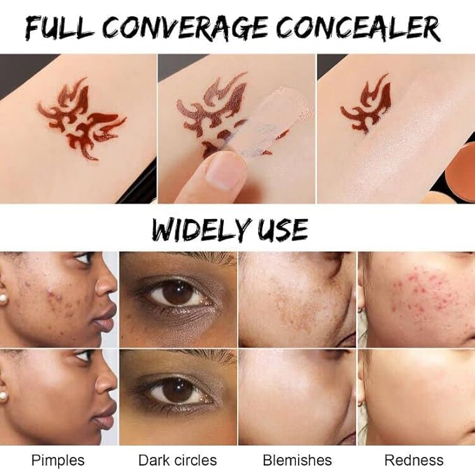 Cream Contour Concealer Makeup Palette Kit, DE’LANCI Face Contour Cream Foundation,Full Coverage Concealer Palette,Natural Brightening Contouring Highlight Makeup Pallet for Oily Skin Dark Circles-Velvo Beauty