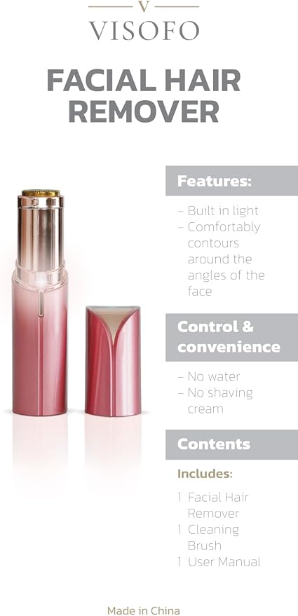 Facial Hair Removal for Women | Electric Razor Device Small Mustache Dermaplaning Remover Tools Tweezers Epilator Trimmer Face Dermaplane Shavers Beauty Gadgets Set Accessories by VISOFO (RoseQuartz)-Velvo Beauty