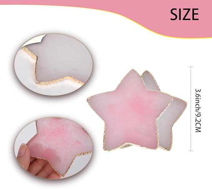 Nail Polish Palette, 2Pcs Resin Nail Art Palette, Nail Painting Mixed Color Palettes, Gold Edge Makeup Mixing Tray, Nail Supplies For Nail Techs, Nail Art Display Board(Star)-Velvo Beauty