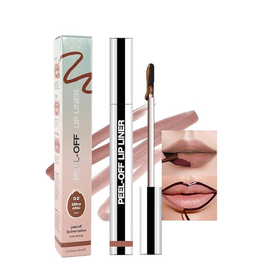 Matte Liquid Lip Stain Peel Off Lip liner Tattoo, Brown Matte Peel Off Lip Stain, Long Lasting Waterproof Lipstick Lip Gloss Stain, Transfer-proof for All Skin Types, 0.12 fl oz 02#-Velvo Beauty