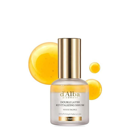 d'alba Piedmont Italian White Truffle Double Layer Revitalizing Serum, 100hr Hydration, Hyaluronic Acid and Centella Asiatica, Skin Firming and Tightening, Long-lasting Korean Skin Care (1.01 fl.oz)-Velvo Beauty