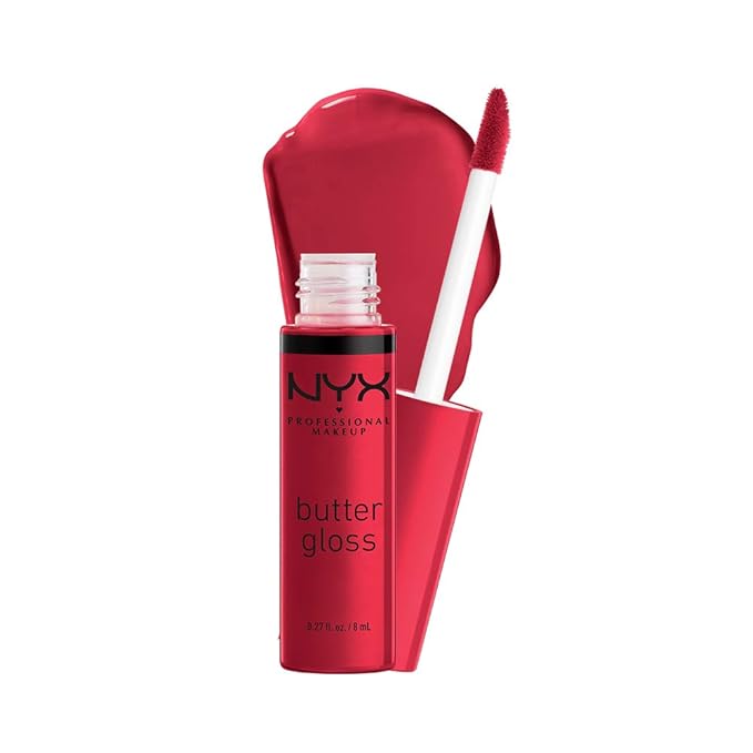 NYX PROFESSIONAL MAKEUP Butter Gloss, Non-Sticky Lip Gloss - Red Velvet (Deep Red)-Velvo Beauty