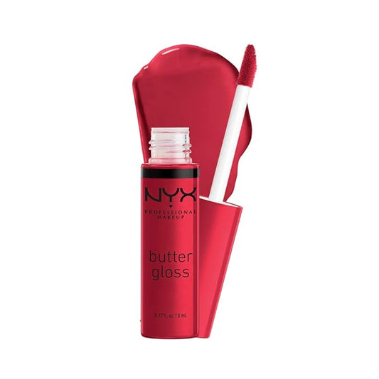NYX PROFESSIONAL MAKEUP Butter Gloss, Non-Sticky Lip Gloss - Red Velvet (Deep Red)-Velvo Beauty