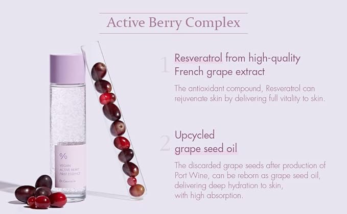 leegeehaam Dr.Ceuracle Vegan Active Berry First Essence - Antioxidant Hydrating Serum with Resveratrol Capsules for Rejuvenation (150ml / 5.07 fl. oz.)-Velvo Beauty