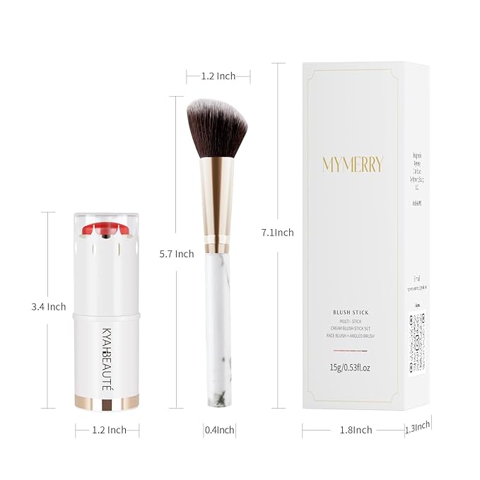 Blush Stick, Cream Blush for Cheeks and Lip Tint, Dewy Finish, Buildable & Blendable Color, Lightweight & Long-Lasting Formula | Salad Day-Coral & Angled Blush Brush(0.53fl.oz)-Velvo Beauty