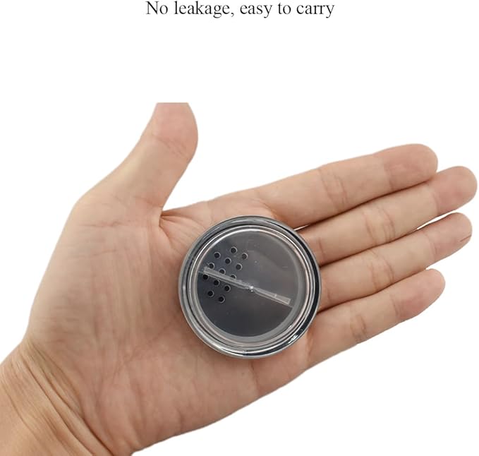 HAHIYO 2P 10ml/0.34oz Plastic Empty Travel Powder Container Small Loose Powders Compact Case Makeup Cosmetic Jar Refillable Powders Box No Leak Powder Holder with Rotatable Sifter and Black Screw Lid-Velvo Beauty