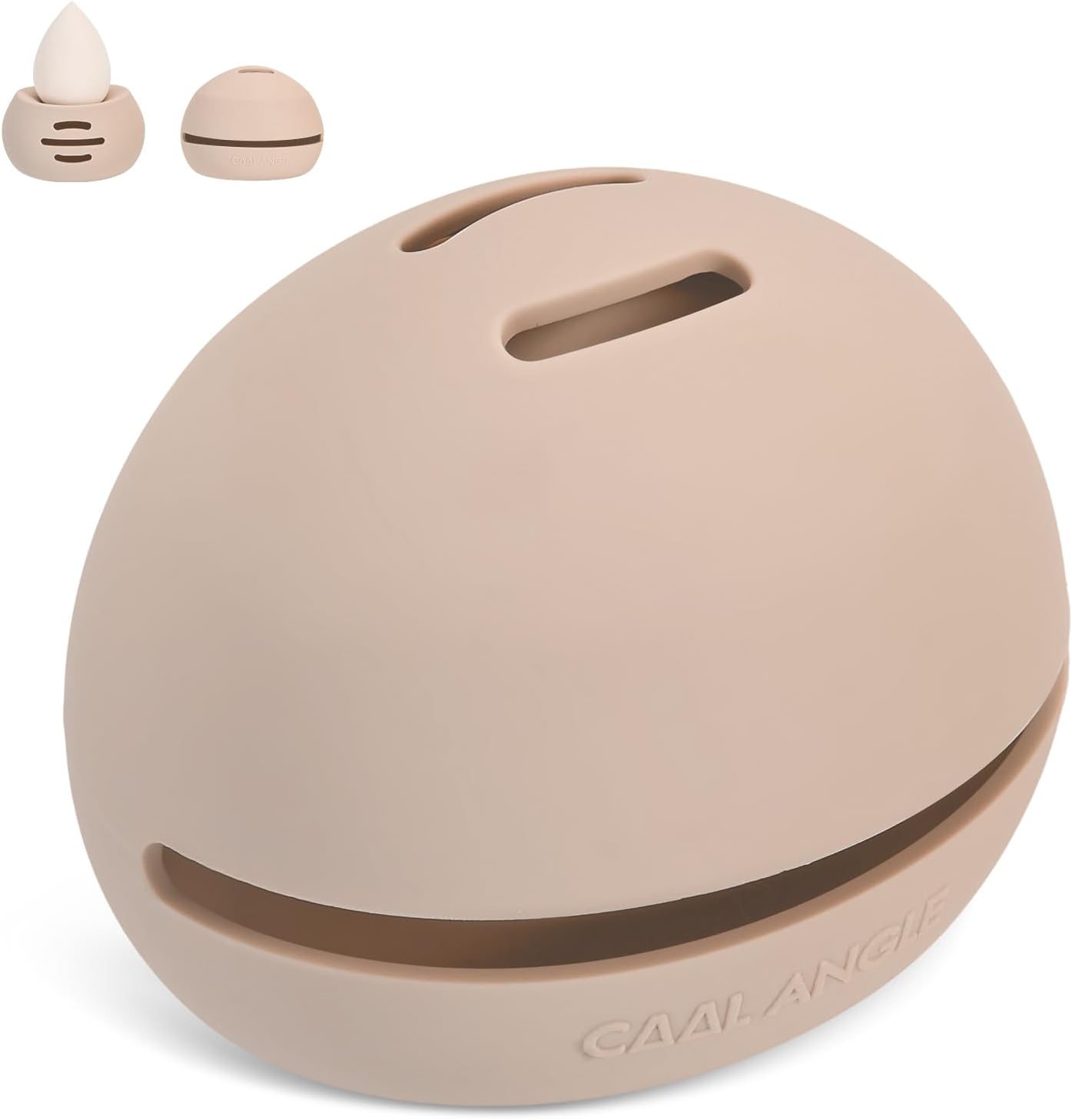 Makeup Sponge Holder Silicone Beauty Sponge Holder Makeup Blender Case for Travel 2 in 1 Stand Storage For Quick Drying Khaki-Velvo Beauty