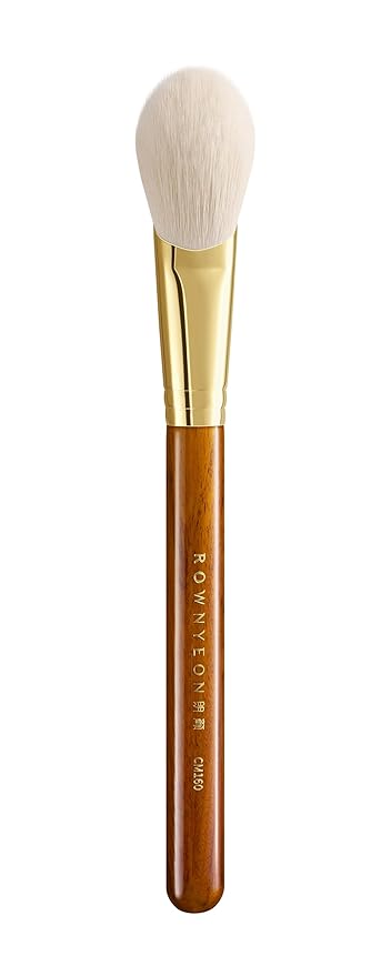 Desert Oak Series CM 160 Angled Blush Brush for Cheeks – Ideal for Powder & Cream Blush, Golden Brass Ferrule, Ebana Bubinga Handle, Soft Nylon Bristles-Velvo Beauty