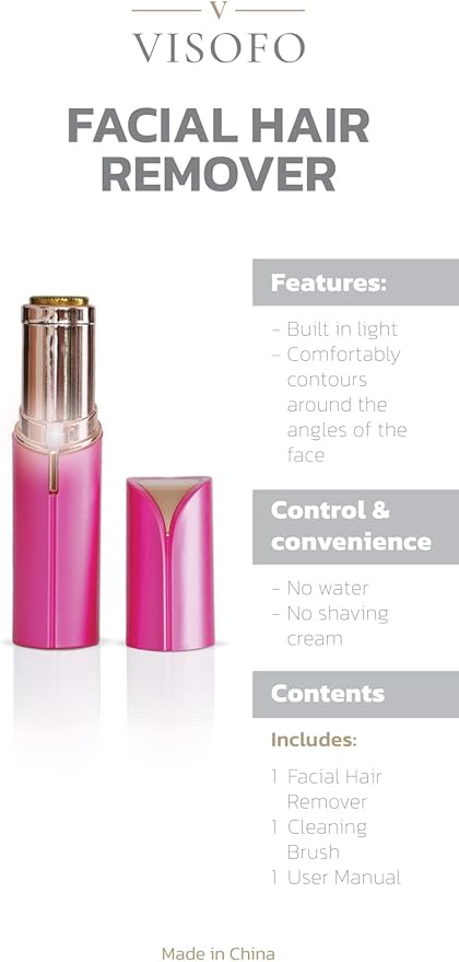 Facial Hair Removal for Women | Electric Razor Device Small Mustache Dermaplaning Remover Tools Tweezers Epilator Trimmer Face Dermaplane Shavers Beauty Gadgets Set Accessories by VISOFO (Rubellite)-Velvo Beauty