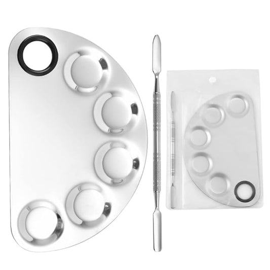 AKOAK Stainless Steel Beauty Palette, with Spatula Tool, Nail Art Makeup Palette, for Mixing Cosmetics/Nail Polish/Pigments-Velvo Beauty