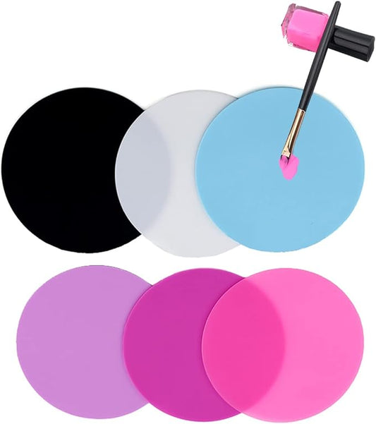 8 Sheets Silicone Round Shape Nail Art Painting Gel Palette Nail Polish Mixing Plate Foundation Lipstick Palette Cosmetic Palette Paint Drawing Color Dish Manicure Nail DIY Tool-Velvo Beauty