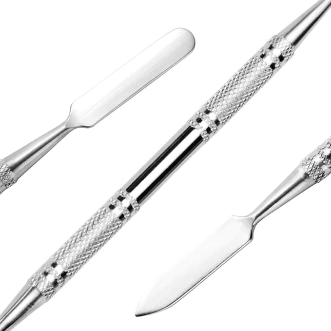 2 Pack Professional Makeup Palette, 2 Types Pro Lady Stainless Steel Cosmetic Artist Spatula with Spatula Tool for Mixing Foundation by ACKLLR, Silver-Velvo Beauty