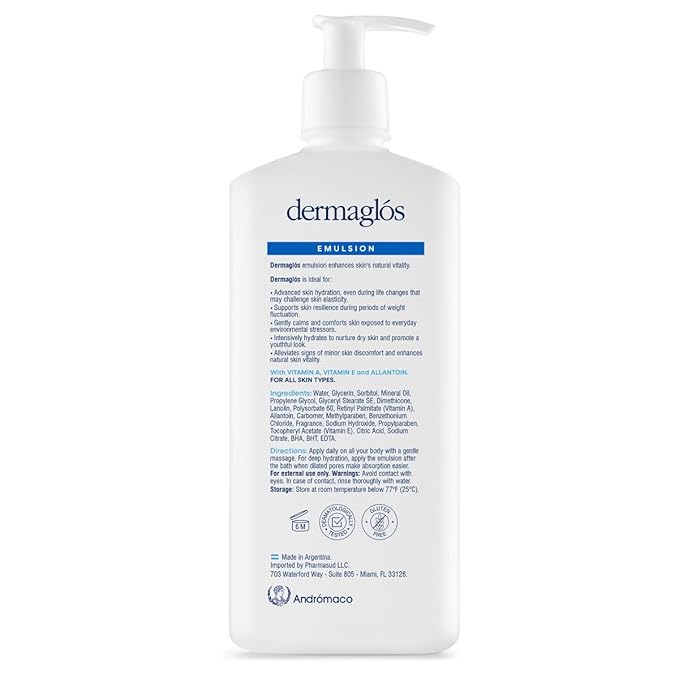 Dermaglos Moisturizing Body Lotion for Dry Skin with Extra Vitamin A, Vitamin E & Allantoin | Regenerating Lightweight Moisturizer for Stretch Marks, Tattoos Aftercare, Scars & Wrinkles | 13.52 Fl Oz-Velvo Beauty