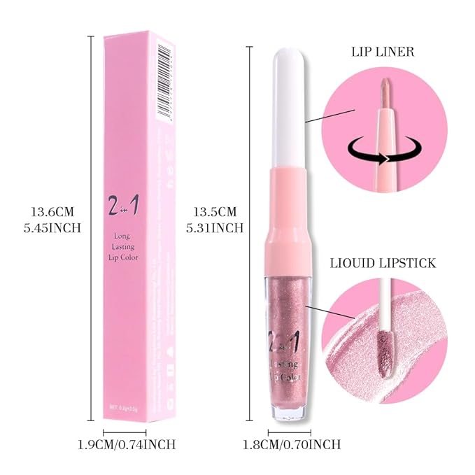evpct Light Pink Metallic Shimmer Lip Liner and Lipstick Combo Lip Gloss Stain Set Makeup for Women Long Lasting Waterproof 24, Light Voilet Frosted Metallic Glitter Glossy Iridescent Liquid Lipstick-Velvo Beauty
