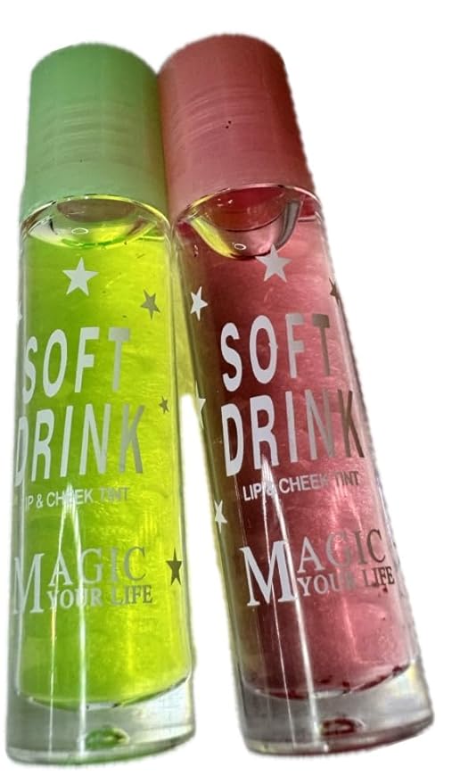 Lip Balm with Fruit Flavors, Moisturizing Lip Oil Tint, Liquid Lip Gloss (pink/green), 1 Count (Pack of 1)-Velvo Beauty