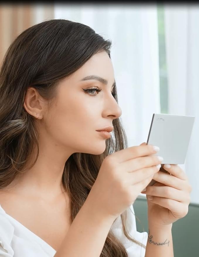 Makeup Mirror with Facial Oil Blotting Paper Sheets – 100 Counts, Silver Compact Folding Cosmetic Travel Mirror Pack (Rose)-Velvo Beauty