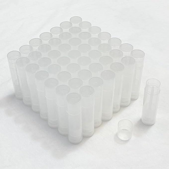 50 Lip Balm Container Kit with Filling Tray and Spatula, Round Tube Refillable Empty Tube 3 Colors, 0.15 oz, BPA Free, for DIY Homemade Lipstick Lipstick (50 translucent kits,)-Velvo Beauty