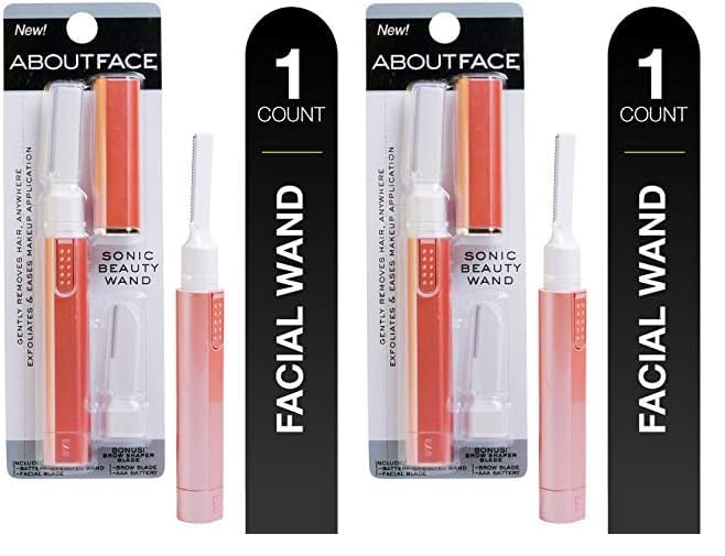Kai About Face Sonic Beauty Wand with Bonus Eyebrow Shaper; Battery Operated Face Hair Remover; Face, Chin, & Lip Hair Remover, Face Hair Remover Tool for Women, Epilator for Men & Women (Pack of 2)-Velvo Beauty