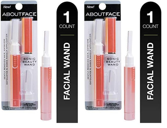 Kai About Face Sonic Beauty Wand with Bonus Eyebrow Shaper; Battery Operated Face Hair Remover; Face, Chin, & Lip Hair Remover, Face Hair Remover Tool for Women, Epilator for Men & Women (Pack of 2)-Velvo Beauty