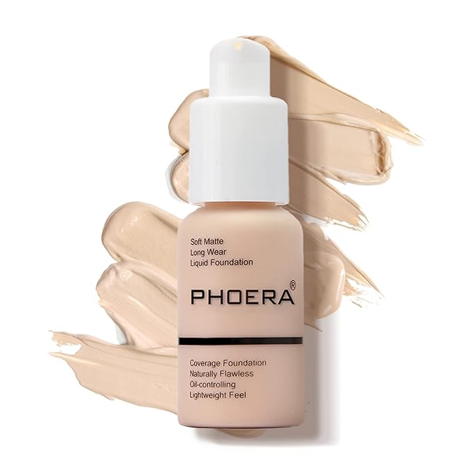 PHOERA Foundation Makeup Naturally Liquid Foundation Full Coverage Mattle Oil-Control Concealer 8 Colors Optional,Great Choice For Gift(#101 Porcelain,30ml)-Velvo Beauty