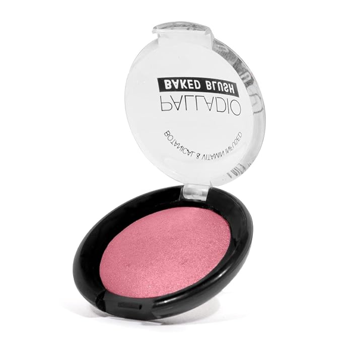 Palladio Baked Blush, Highly Pigmented Shimmery Formula, Easy to Blend and Highly Buildable, Apply Dry for a Natural Glow or Wet for a Dramatic Luminous Look, Long Lasting for All day Wear, Blushin-Velvo Beauty