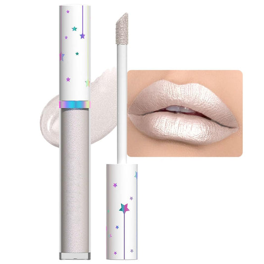 evpct 1Pcs Silver White Metallic Glitter iridescent Liquid Lipstick for Women Long Lasting Waterproof 24, Gray Silver frosted Metallic Glitter Shimmer Chrome Lipsticks Lip Gloss Stains Makeup Set, 11-Velvo Beauty