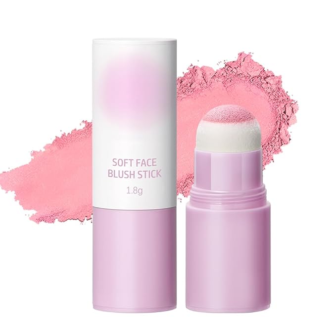 Soft Face Blush Stick, Matte Natural Long Lasting Blush for a Flawless Finish, Creamy Blendable Formula for All Skin Types, Everyday Wear Professional Quality Makeup (Natural pink, Large)-Velvo Beauty