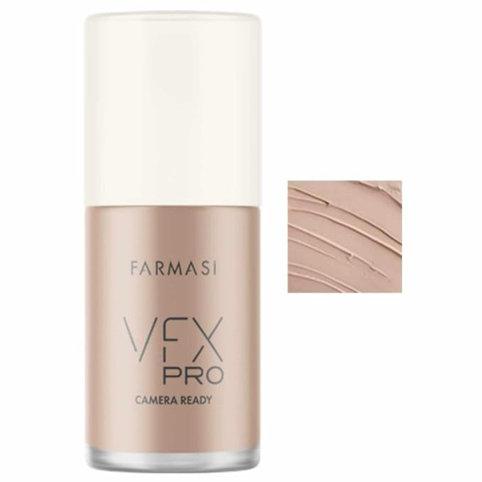 FARMASi Vfx Pro Foundation, Full Coverage Liquid Cream, Lightweight Long Lasting Coverage, Breathable Skin Moisturizer with Color True Matte Blending, Face Makeup, 1 fl. oz / 30 ml - Cool Medium 10-Velvo Beauty