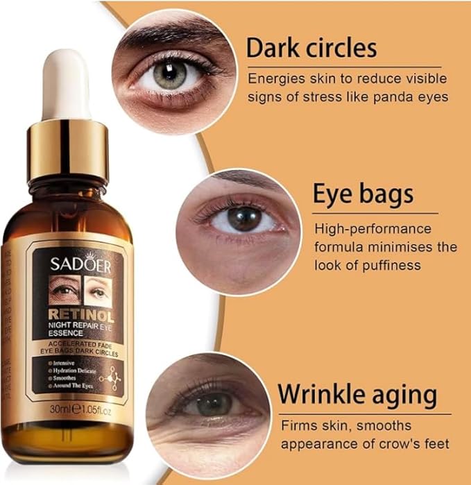 SUERO FACIAL RETINOL EYES NIGHT REPAIR 30 ml, Gold-Velvo Beauty