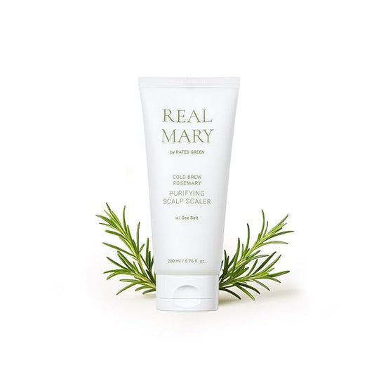 RATED GREEN Real Mary Cold Brew Rosemary Purifying Scalp Scaler with Sea Salt | Korean Deep Cleanse for Dry, Itchy, Flaky Scalp | Hypoallergenic Hair Care for Oily Scalp & Dandruff, 6.76 fl oz-Velvo Beauty