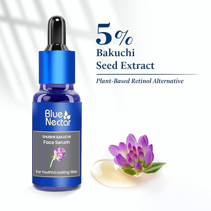 Blue Nectar Bakuchiol Face Serum for Glowing Skin with Gua Sha | Plant-Based Retinol for Face Skincare, Fine Lines, & Dark Circles | Anti-Aging Serum for Women & Men (10 Herbs, 1 Fl Oz)-Velvo Beauty