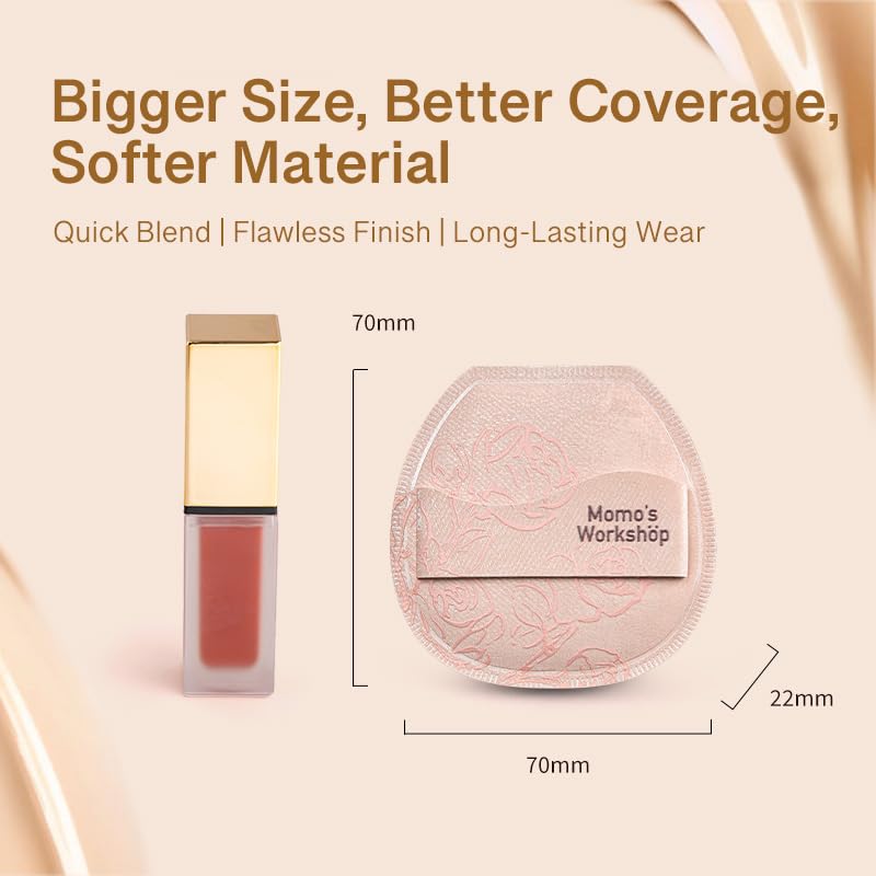 Makeup Sponge, Rubycell, Flat-cut Shape,Foundation Sponges with Glossy PU Leather, for Liquid/Sheer Foundations, Cosmetic Puff, Medium Bounce,Travel Friendly & Reusable,2pcs & Storage Case-Velvo Beauty